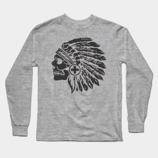 Native American Headdress Skull Long Sleeve T-Shirt